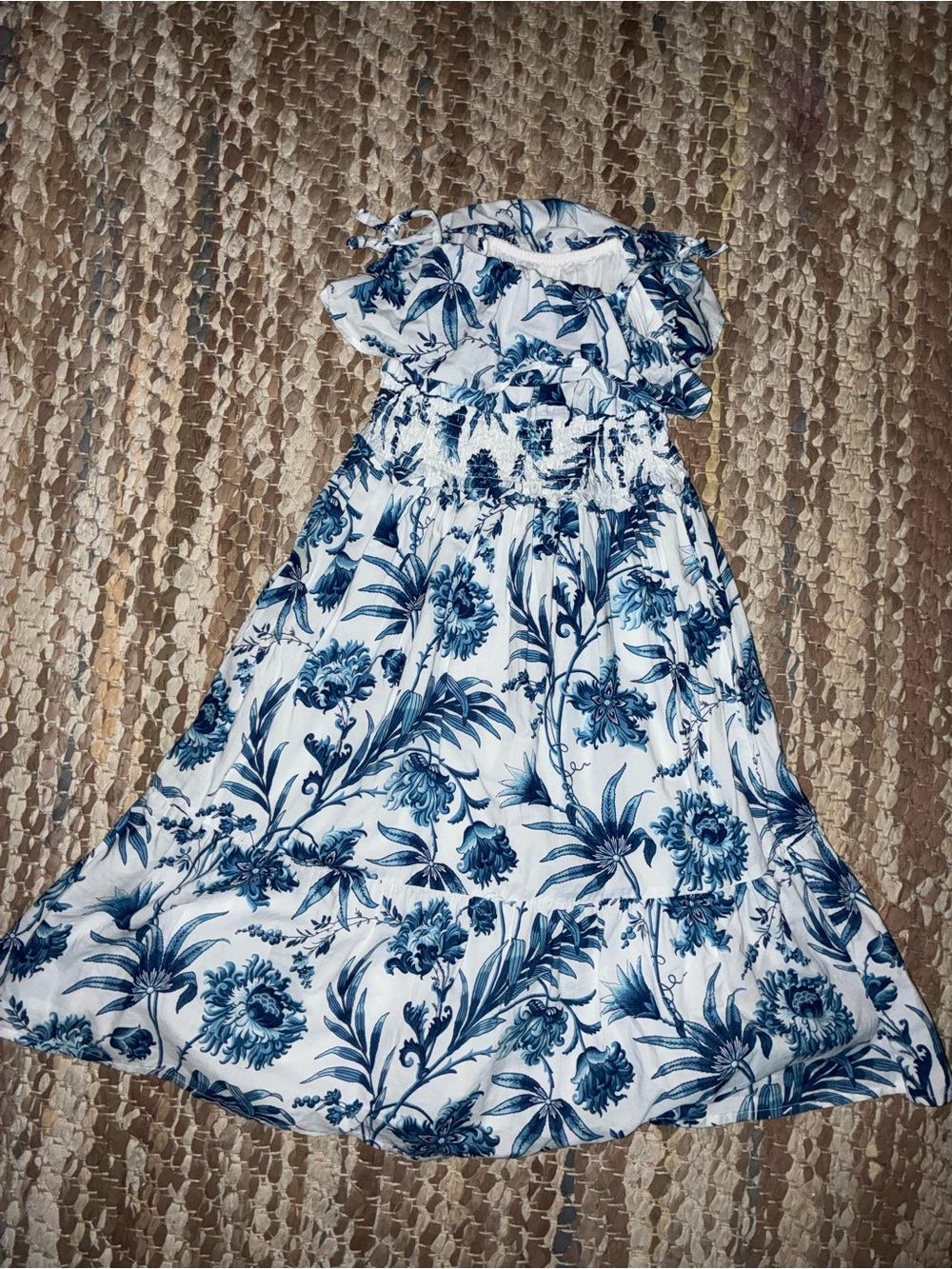 Janie and Jack White Dress with Blue Floral Print